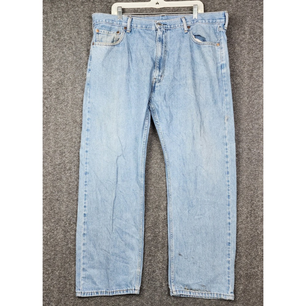 Levi 505 Regular Fit Jeans‎ Mens 42x30 Light Wash Denim Straight Leg 505-0216